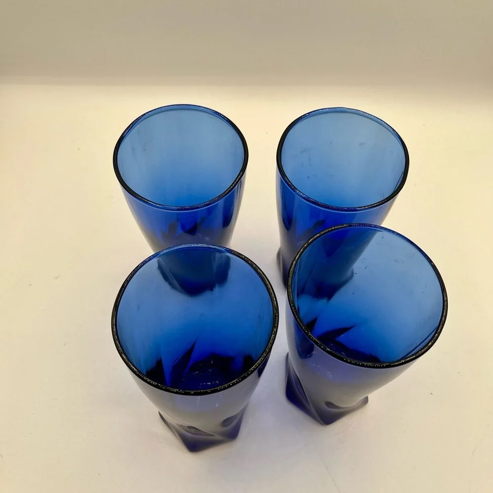 Blue Modern Tumbler Glasses - Set of 4